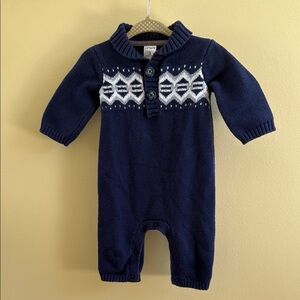Carter's Navy and White Knit One Piece Sweater